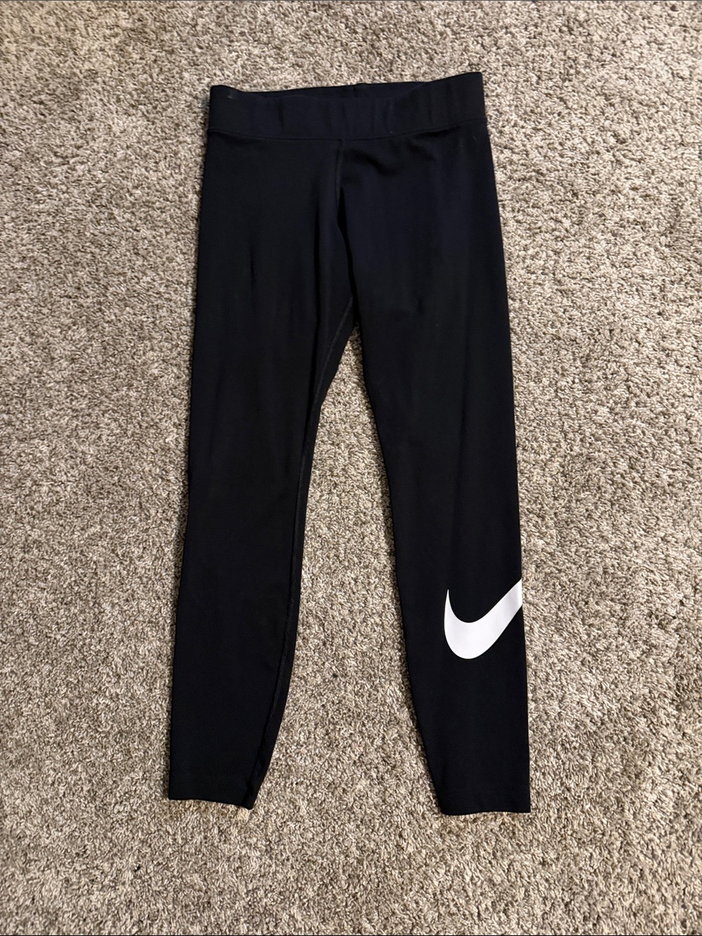 Nike Kids Black Leggings with White Swoosh Accent